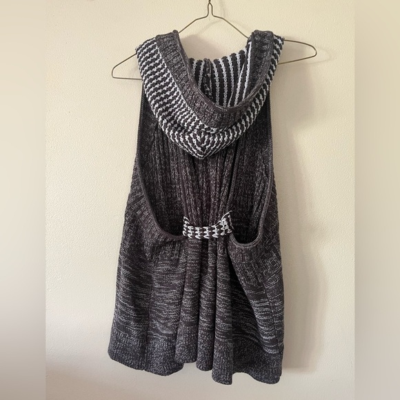 Free People Gray Hooded Knit Vest Swing Sweater sleeveless‎ med casual boho - Picture 2 of 3